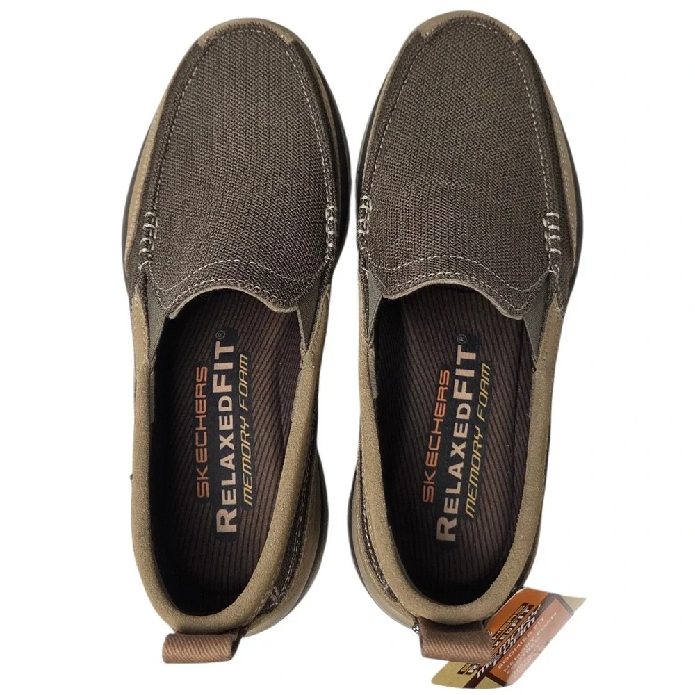 Skechers Superior Milford Shoes Mens 8 Brown‎ Slip-Ons Relaxed Fit Loafers NEW